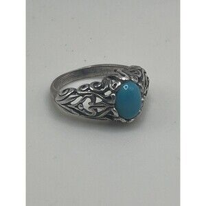 Shube's Dakota West Sterling Silver Filigree Turquoise Ring Size 5.75 3.93g
